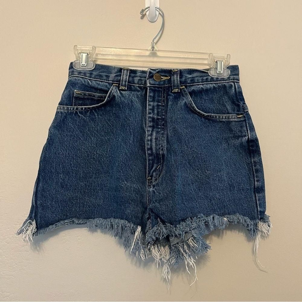 Vintage Pasta High Waisted Denim Cut Off Shorts‎ Medium Wash Frayed Hem 25 Waist